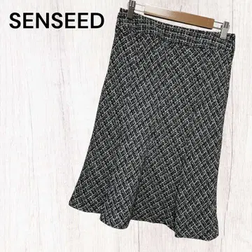 [센시드] 트위드 스커트 (M) 페플럼 사이드 지퍼 포멀 타이트