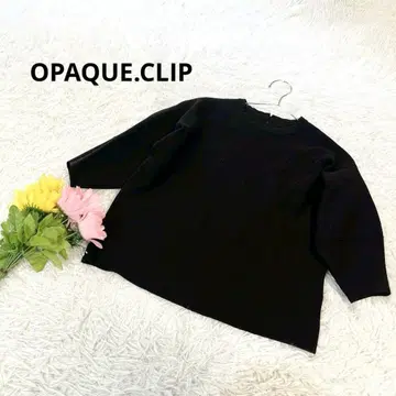 오파크 클립 [ XS ] 니트 상의 5부 소매 리브 스트레치