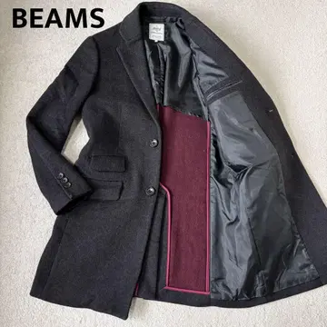 BEAMS 체스터 코트 롱 기장 울 남성용 아우터 차콜