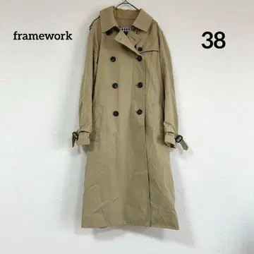 framework 베이지 면 100% 코튼 트렌치코트 소매 허리 벨트