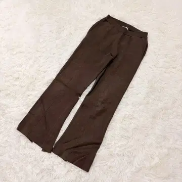 FREAK'S STORE 리브 팬츠 센터 프레스풍 슬릿 포함 브라운