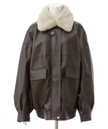 INGNI 퍼 티펫 부착 인조 가죽 블루종 브라운