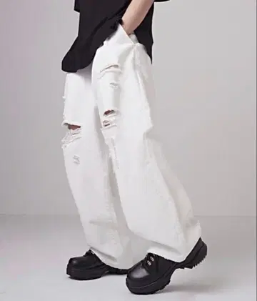 ADRER 빈티지 데미지 와이드 데님 팬츠 M 사이즈