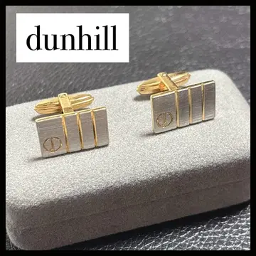 던힐 커프스 넥타이 스트라이프 패턴 골드 d로고 커프링크스