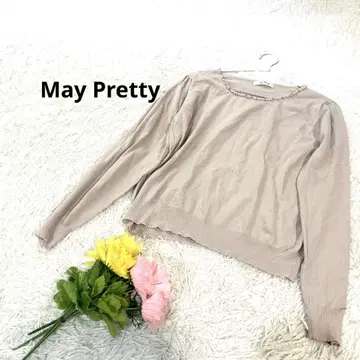 메이프리티 [ LL ] 니트 상의 비쥬 펄 스트레치 빅 사이즈