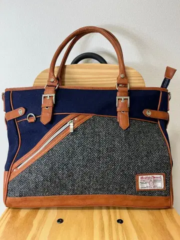 Harris Tweed 해리스 트위드 가죽 절개 토트백