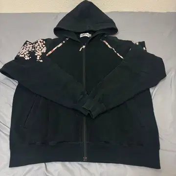 카라쿠리타마시 도둑 일기 벚꽃 자수 (팔) 후드티 저지 지퍼 후디