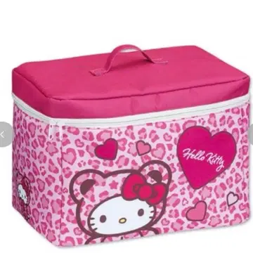 새상품 아베일 키티 뚜껑 포함 수납 박스 레오파드 무늬 핑크 인형옷