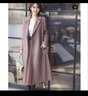 마이 스트라다 백 볼륨 롱 코트 울 100%