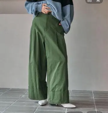 LEPSIM 피치 턴백 팬츠 다크 그린