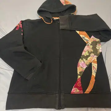 카라쿠리타마시 도둑 일기 일본풍 패턴 자수 후드티 저지 지퍼 후디