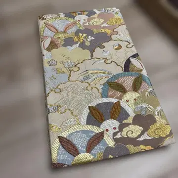 순수 실크 후쿠로 오비 토끼 패턴