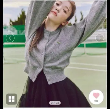 LACOSTE x SNIDEL 라메 니트 가디건 그레이