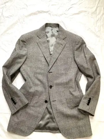 유나이티드 애로우즈 그레이 체크 무늬 테일러드 자켓