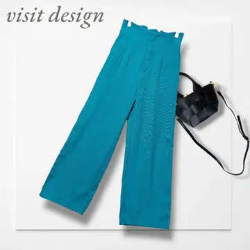 비짓 디자인 하이웨스트 팬츠(M) 터콰이즈 화려한 스타일업