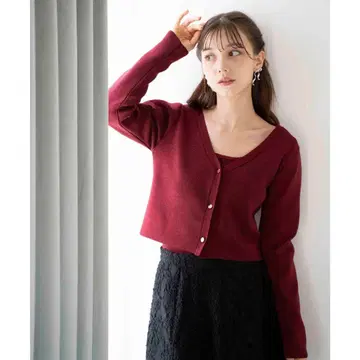 라메 가디건 니트 앙상블 NOELA