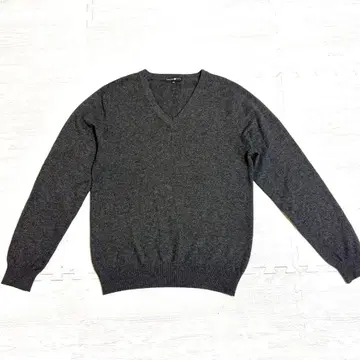 타카시마야 V넥 캐시미어 100% 남성용 니트 M 차콜 그레이