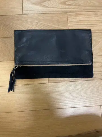 블랙 가죽 스웨이드 클러치백