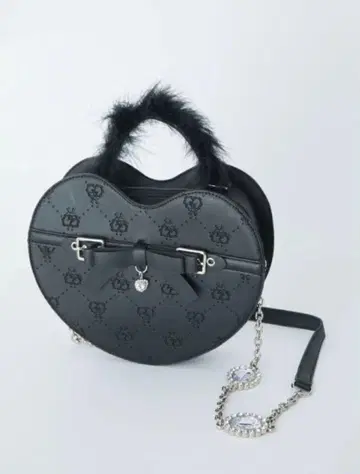 앙크루즈 하트 숄더백 블랙 지뢰계