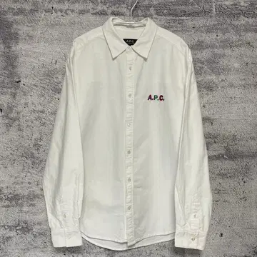 A.P.C 컬러풀 로고 자수 옥스퍼드 셔츠 레인보우 로고