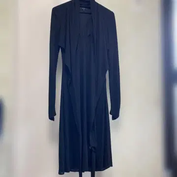 블랙 롱 가디건 지퍼 부착