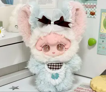 Momopop x Lilina 복슬복슬 봉제 인형 스카이블루와 핑크