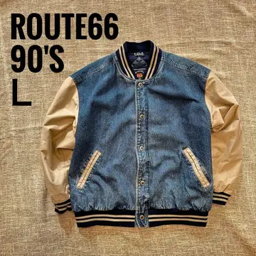 90s ROUTE66 바시티 자켓 L 데님/베이지