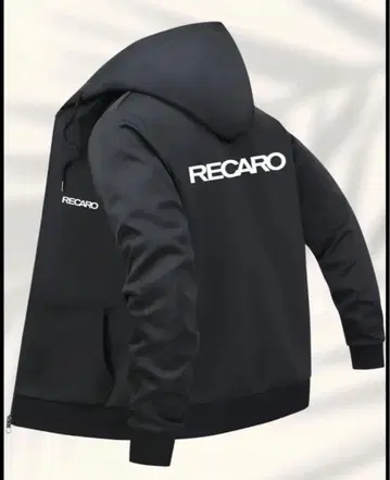 RECARO 로고 블랙 후드티 후드 부착