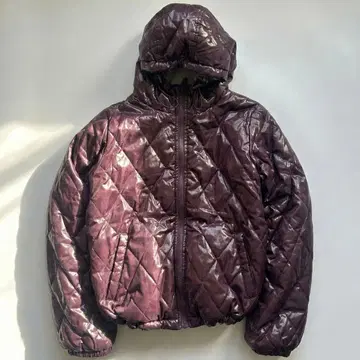 y2k downjacket 광택 퀼팅 purple 리버서블