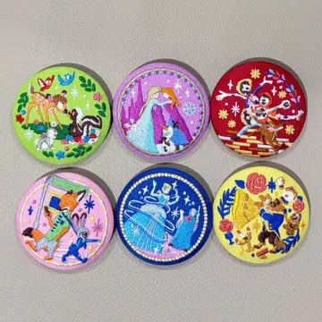 디즈니 자수 캔뱃지 6종 세트