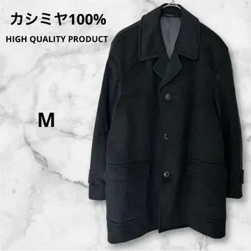 캐시미어 100% 체스터 코트 P 코트 하프 코트 두꺼운 원단 블랙 M