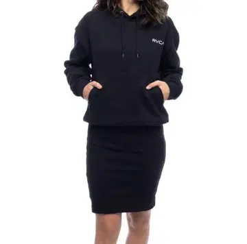 RVCA 블랙 후드 부착 원피스