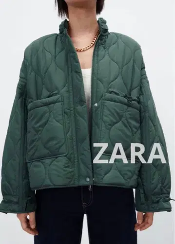 ZARA 그린 퀼팅 자켓