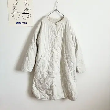 아메리칸 홀릭 따뜻한 리버서블 퀼팅 코트 보아 소재 롱 기장