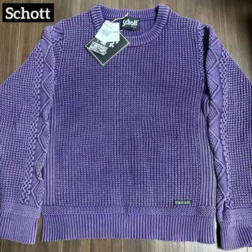 [ 택 포함 ] SCHOTT 달 컬러 케이블 니트 스웨터 퍼플 M 사이즈
