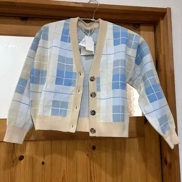 체크 무늬 버튼 가디건 F 사이즈 Gready Brilliant