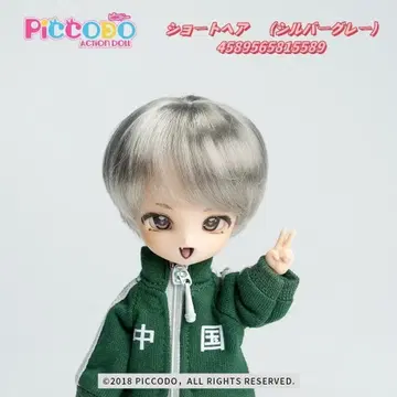 새상품 PICCODO 5인치 숏 헤어 실버 그레이 가발