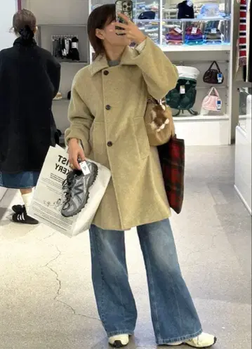 [ 미사용 새상품 ] nugu 컬러 미들 코트