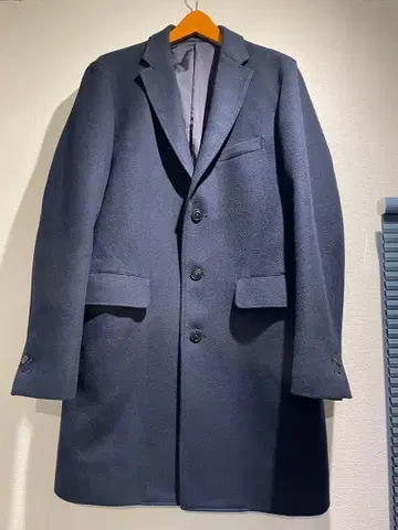 BEAMS 네이비 체스터 코트 M