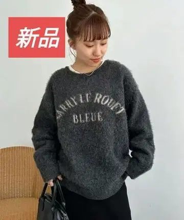 택 포함 새상품 디스코트 더블 자카드 로고 빅 니트