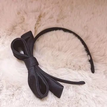 폭시 리본 머리띠 블랙