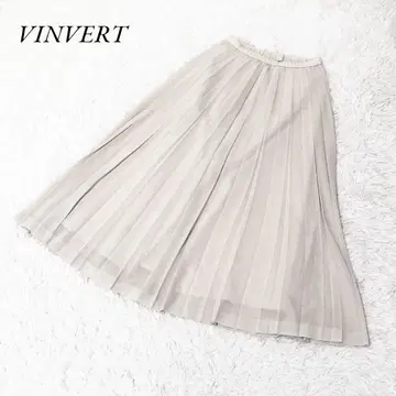 VINVERT 뱅베르 롱 플리츠 스커트 L 화이트 계열 고급