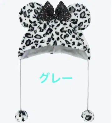 디즈니 미니 레오파드 무늬 리본 팬캡