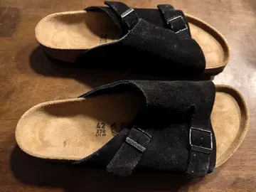 BIRKENSTOCK 블랙 천연 가죽 스웨이드 샌들 42 (새상품급)