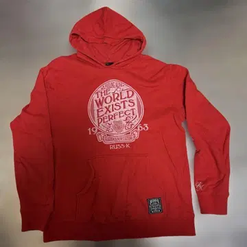 RUSS-K 그래픽 후드티 레드