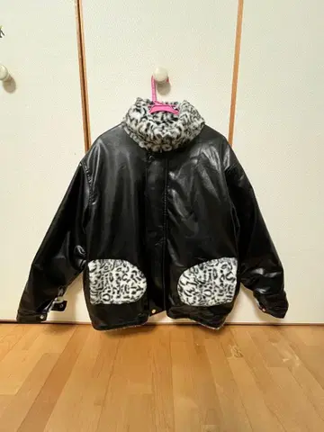 레오파드 무늬 가죽 자켓 KsG 리버서블