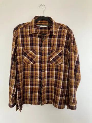 Golden Bear 머스타드 브라운 체크 플란넬 셔츠 LL