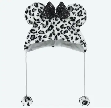 디즈니 팬캡 화이트 블랙 미니 레오파드 무늬