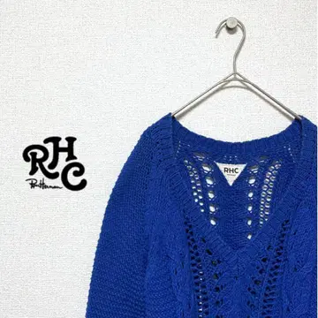 [ RHC ] 시스루 니트 V넥 니트 여성용 XS 사이즈 블루