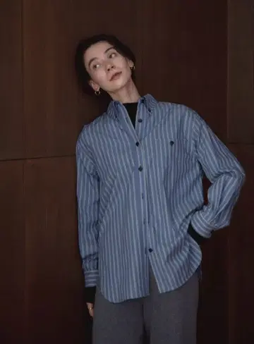 NOKCHA 버튼 다운 맨니쉬 스트라이프 셔츠